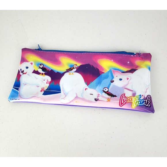 Vintage Lisa Frank Polar Bear Penguin Pencil Pouch Bag Zipper Case School 90s - Picture 1 of 16